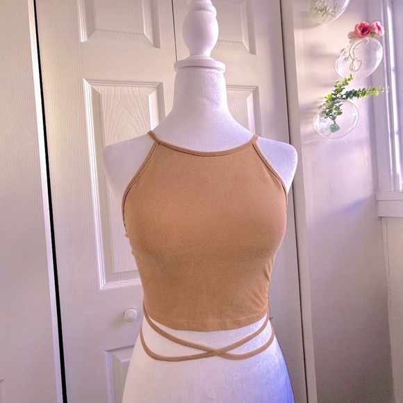 Nordstrom Tan Halter Crop Top - Picture 1 of 3